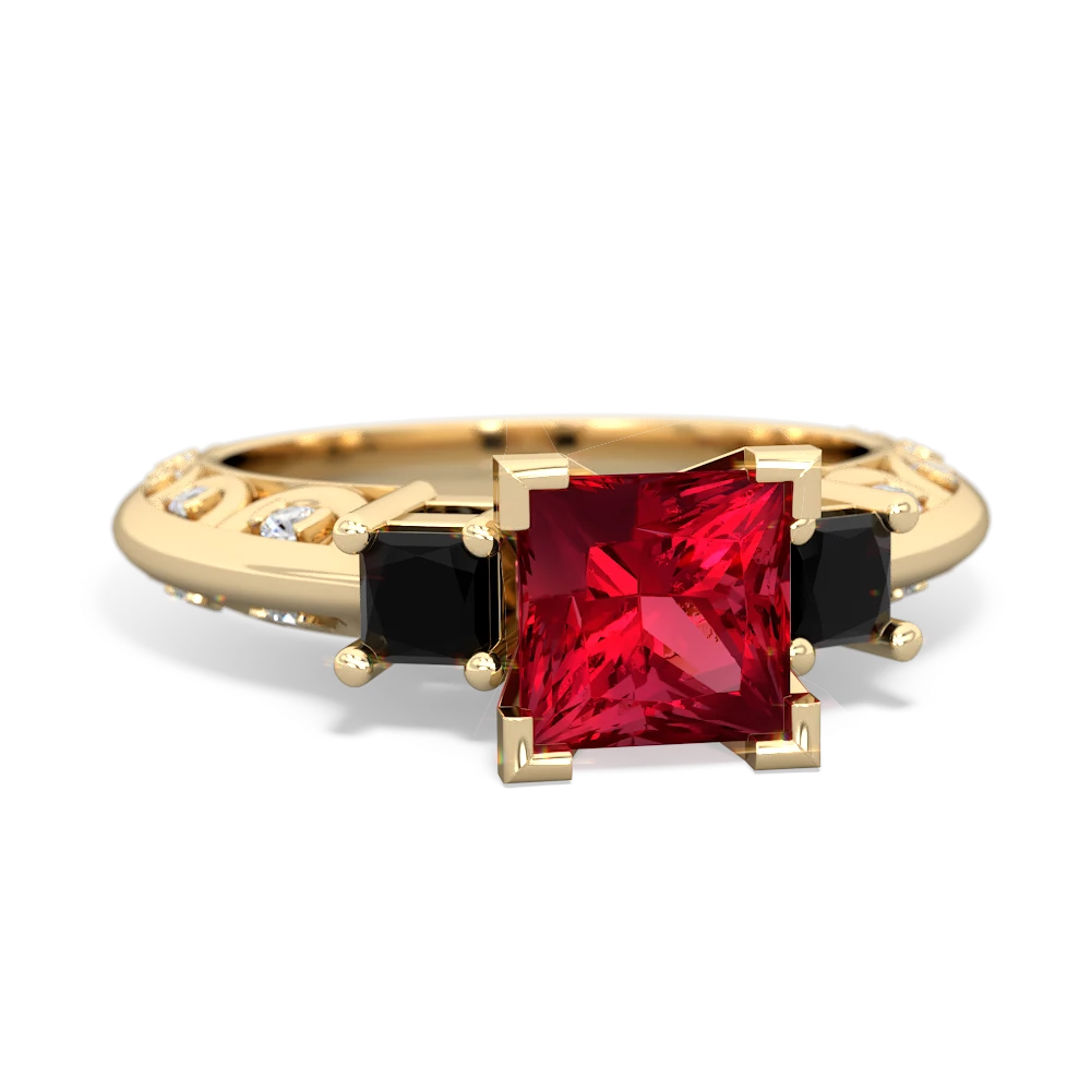 Lab Ruby Eternal Embrace Engagement 14K Yellow Gold ring C2001