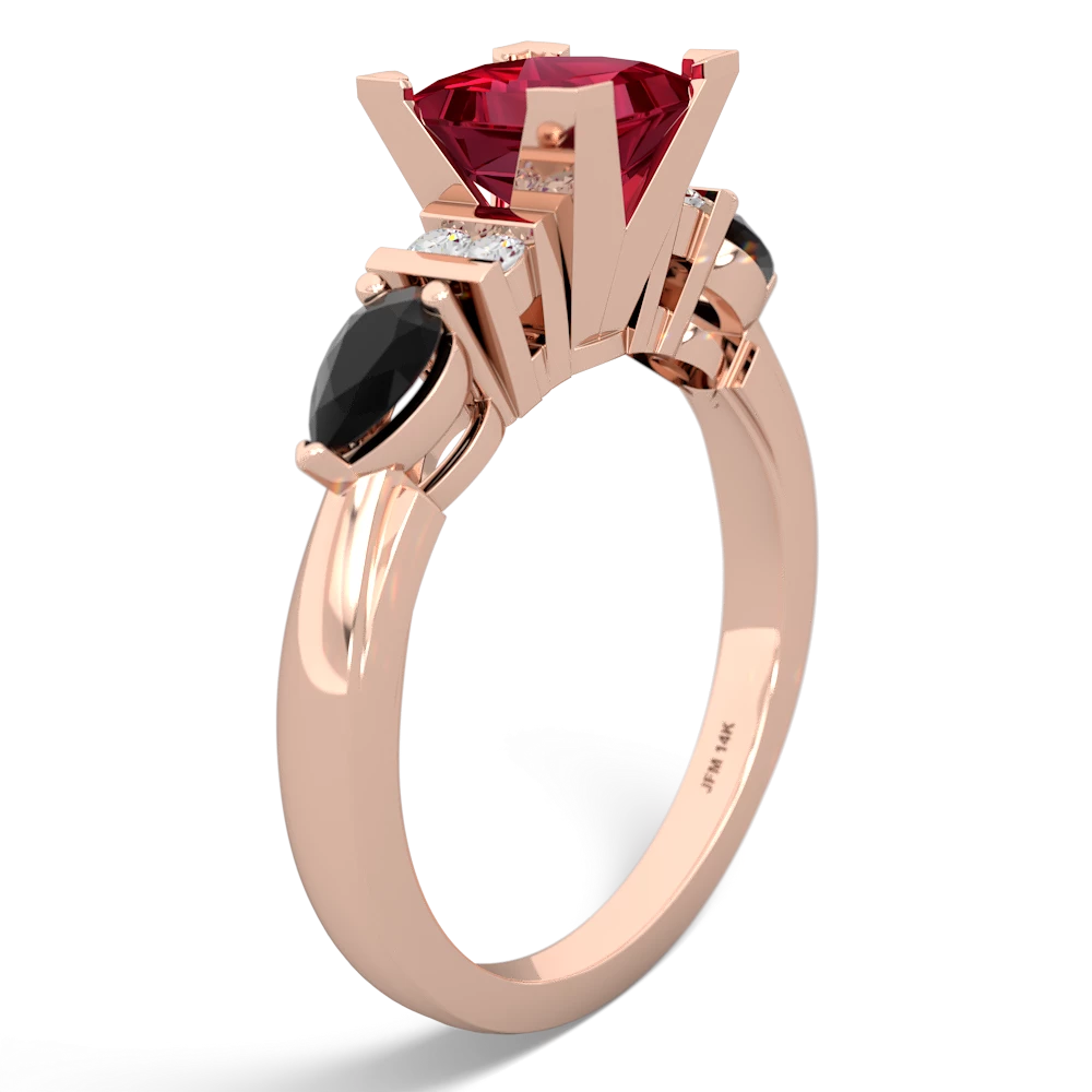 Lab Ruby 6Mm Princess Eternal Embrace Engagement 14K Rose Gold ring C2002