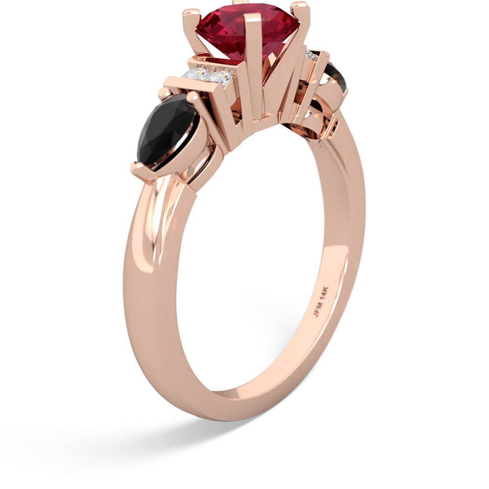 Lab Ruby 6Mm Round Eternal Embrace Engagement 14K Rose Gold ring R2005