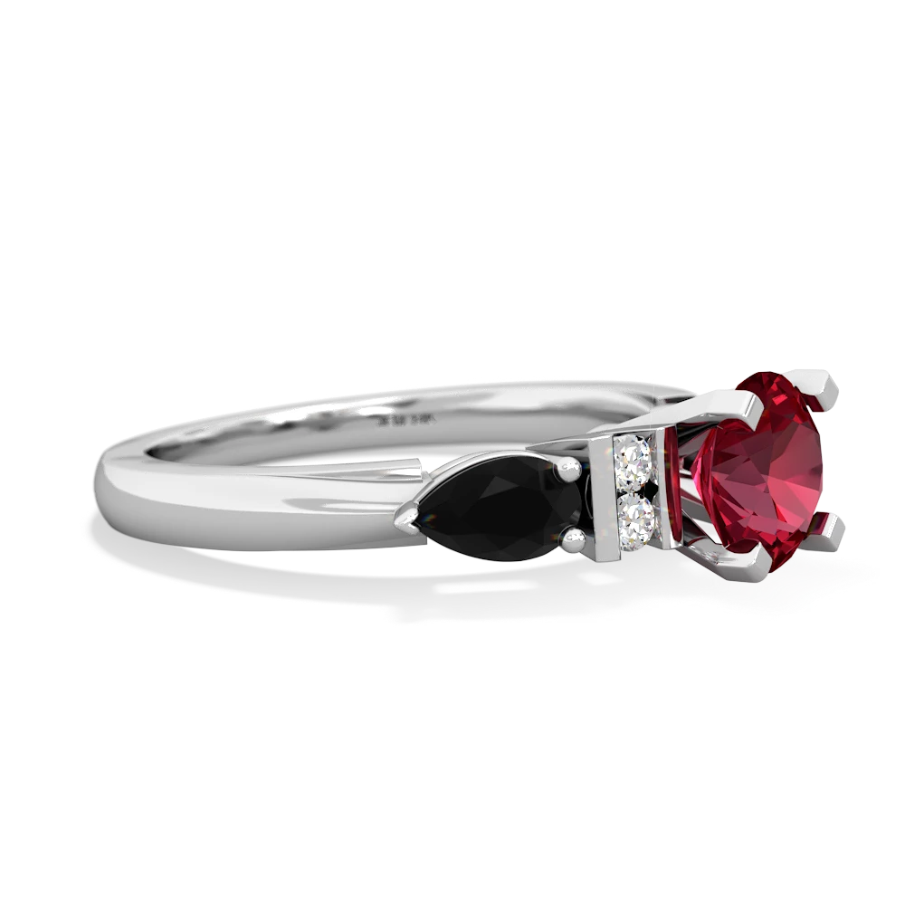 Lab Ruby 6Mm Round Eternal Embrace Engagement 14K White Gold ring R2005