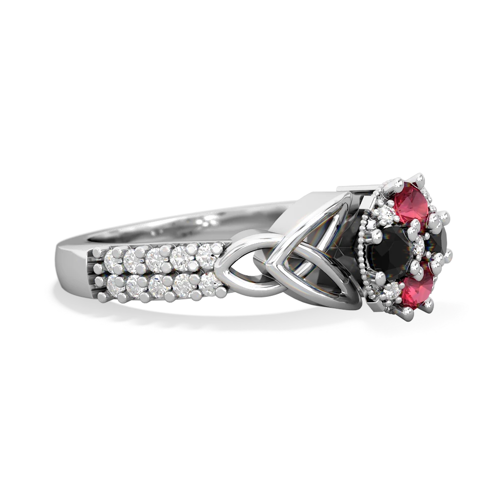 Lab Ruby Celtic Knot Cluster Engagement 14K White Gold ring R26443RD