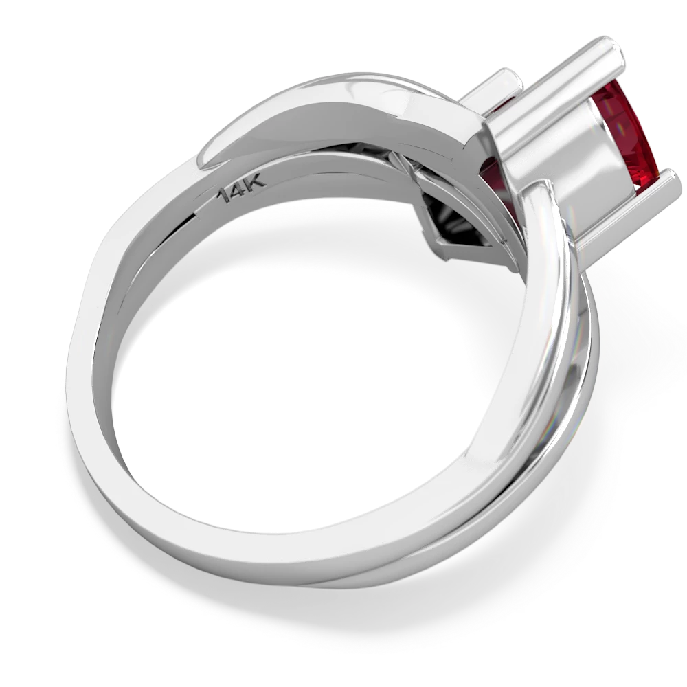 Lab Ruby Split Band Swirl 14K White Gold ring R2341