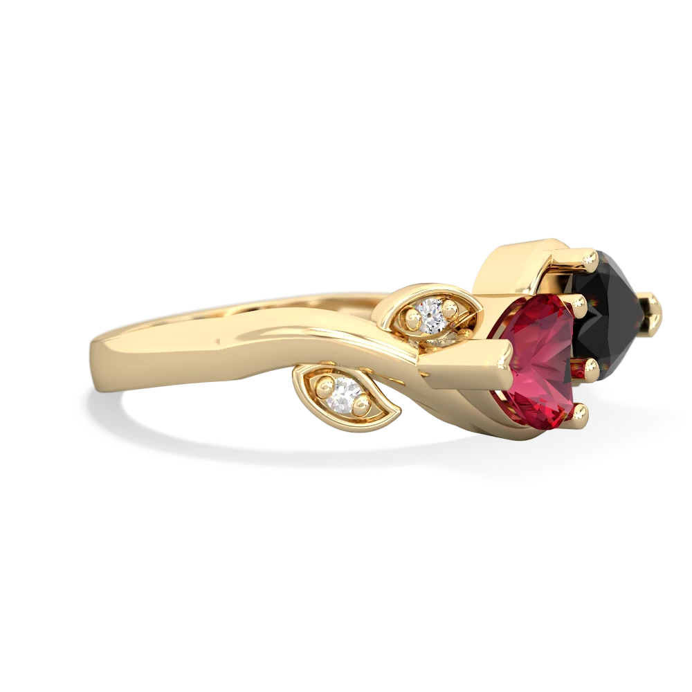 Lab Ruby Floral Elegance 14K Yellow Gold ring R5790