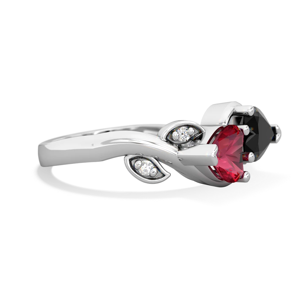 Lab Ruby Floral Elegance 14K White Gold ring R5790