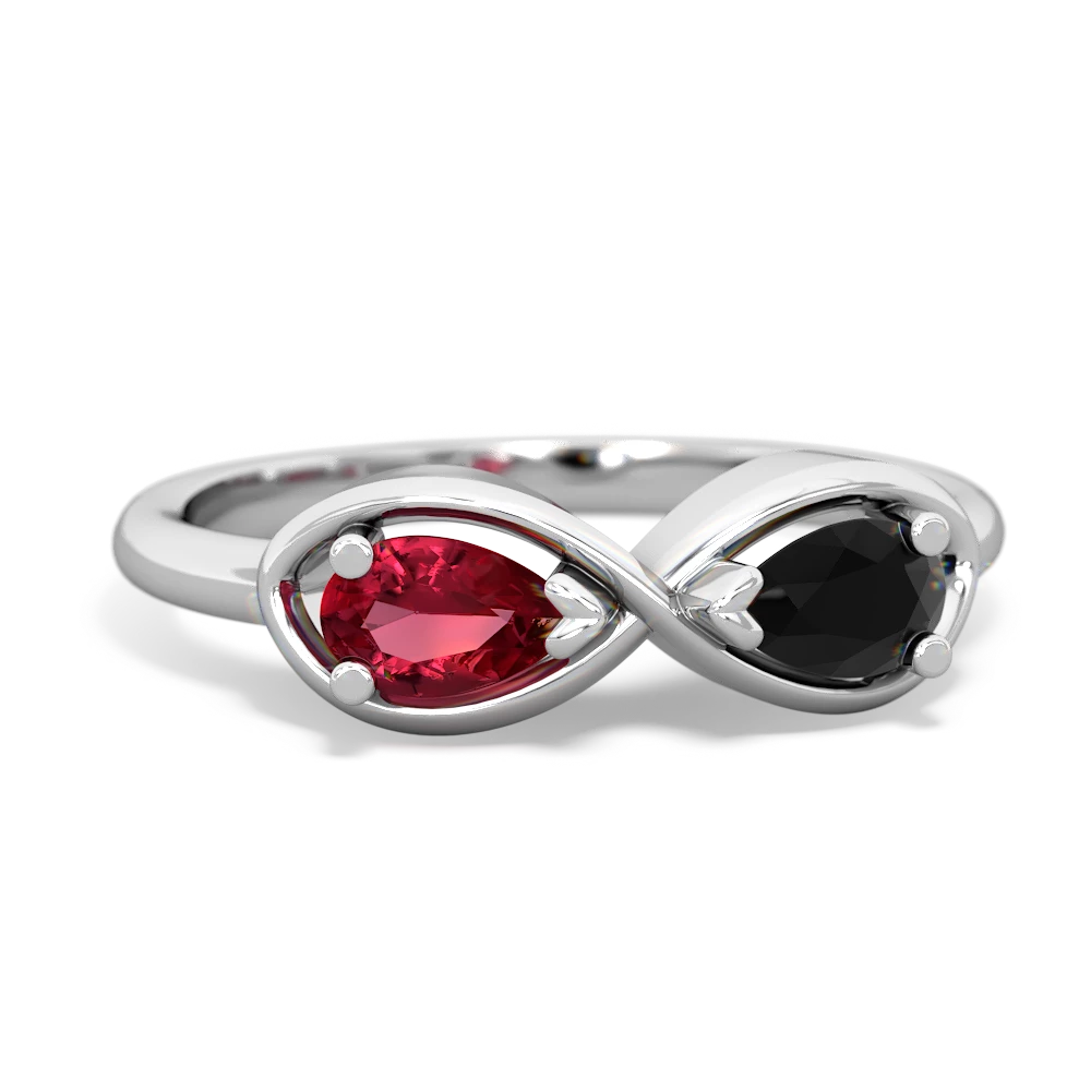 Lab Ruby Infinity 14K White Gold ring R5050