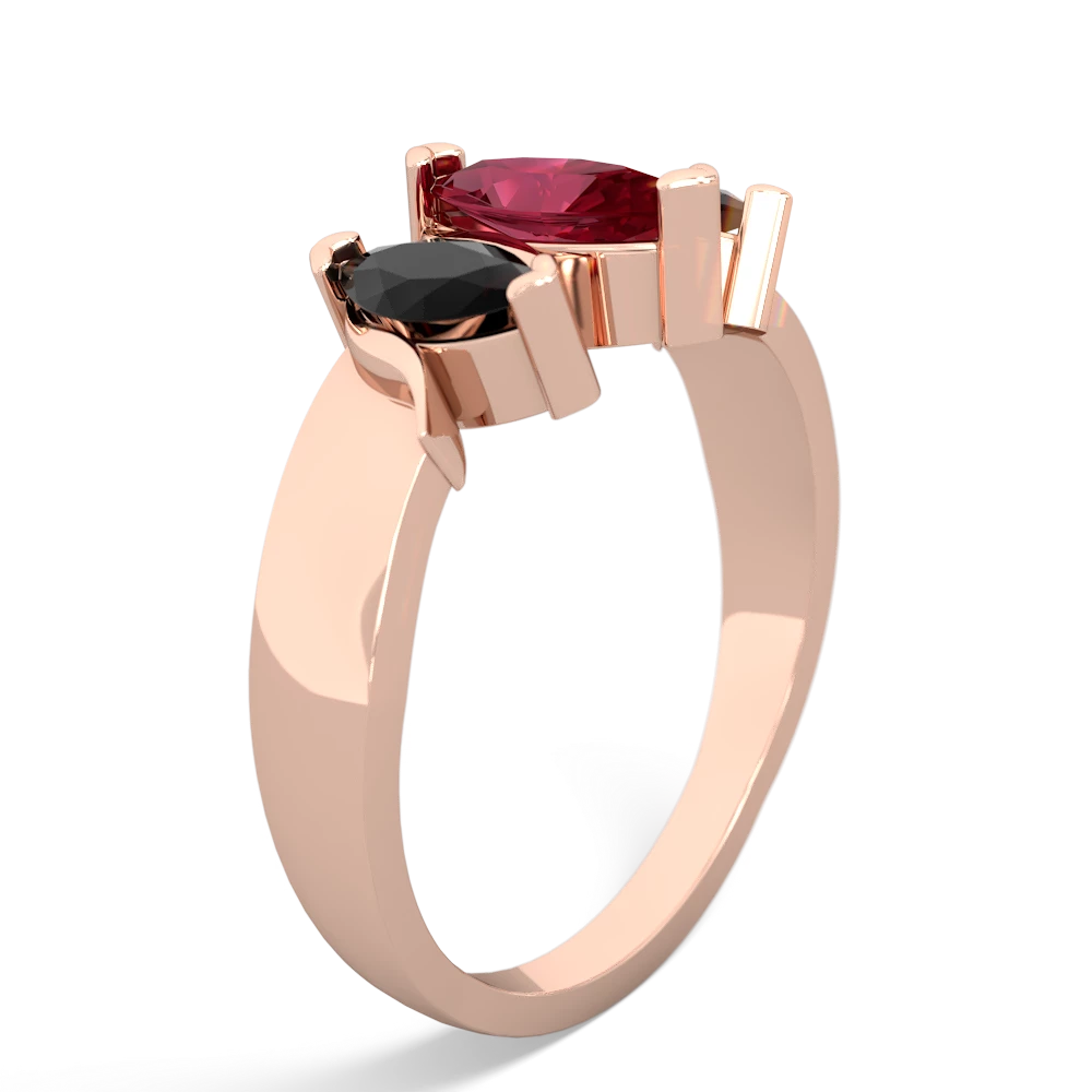 Lab Ruby Three Peeks 14K Rose Gold ring R2433