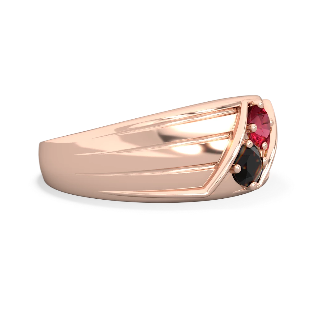 Lab Ruby Men's Streamline 14K Rose Gold ring R0460