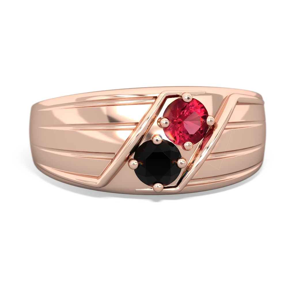 Lab Ruby Men's Streamline 14K Rose Gold ring R0460