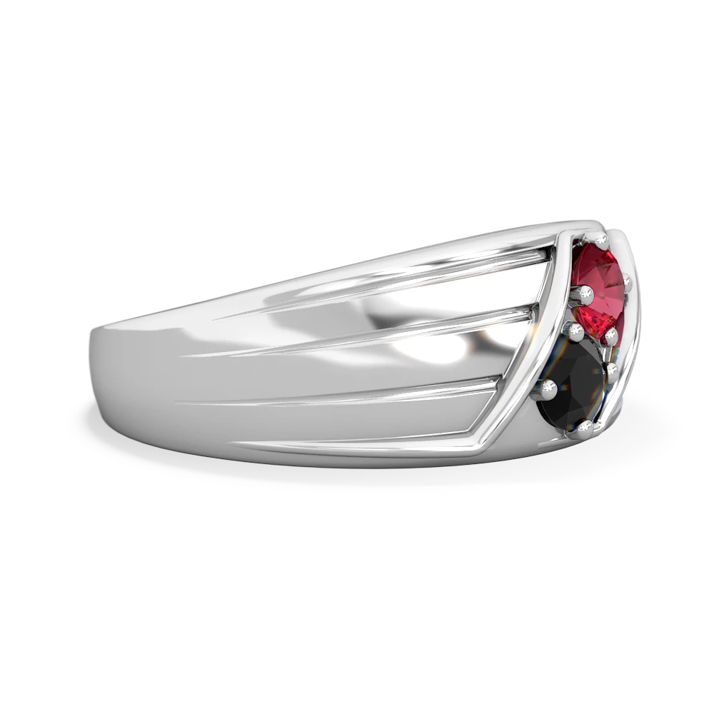 Lab Ruby Men's Streamline 14K White Gold ring R0460