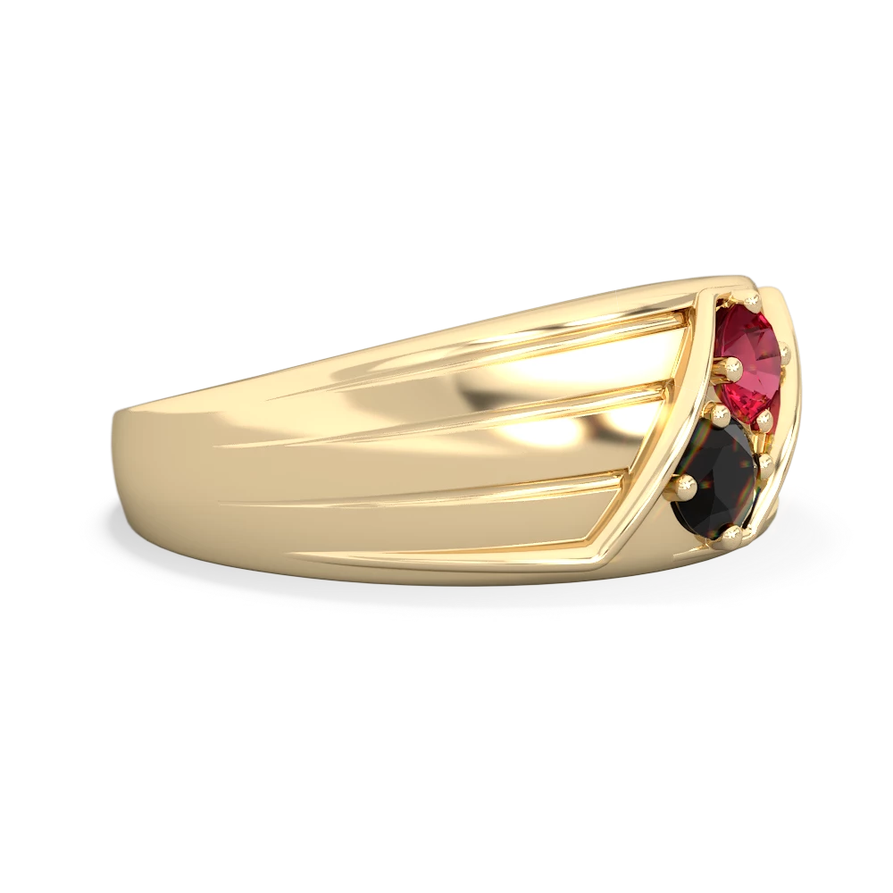 Lab Ruby Men's Streamline 14K Yellow Gold ring R0460