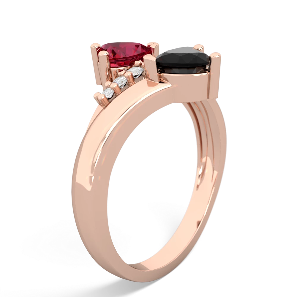 Lab Ruby Heart To Heart 14K Rose Gold ring R2064