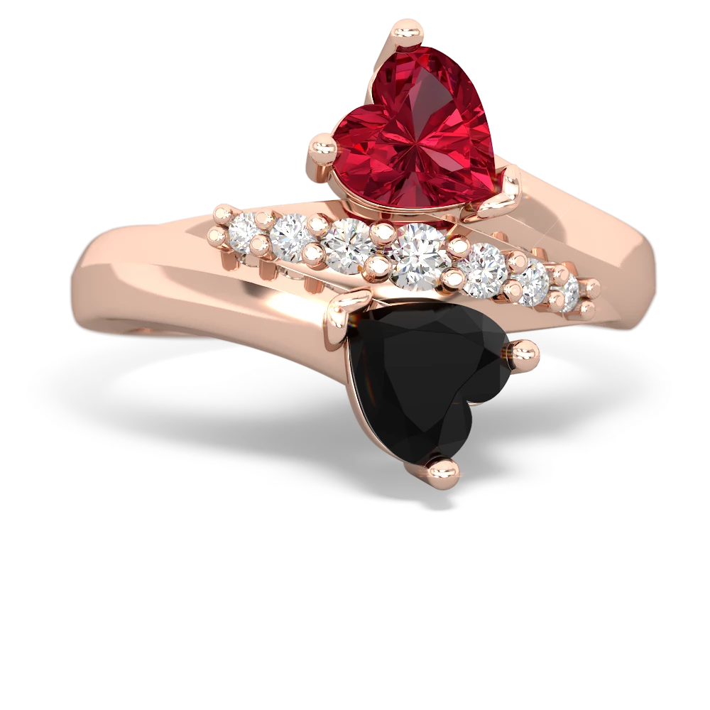 Lab Ruby Heart To Heart 14K Rose Gold ring R2064