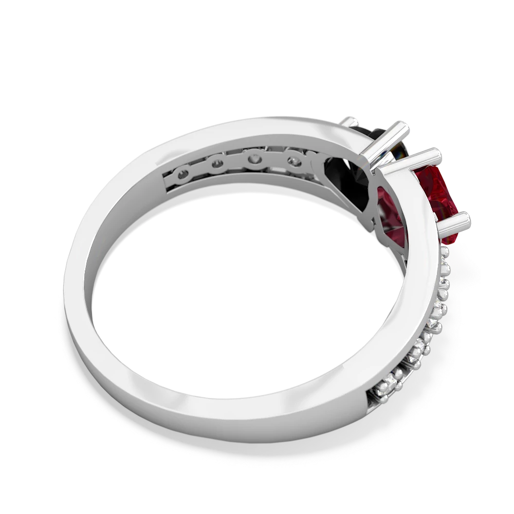 Lab Ruby Heart To Heart 14K White Gold ring R3342