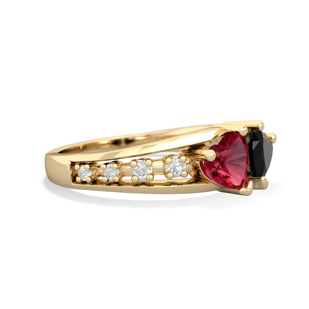 Lab Ruby Heart To Heart 14K Yellow Gold ring R3342