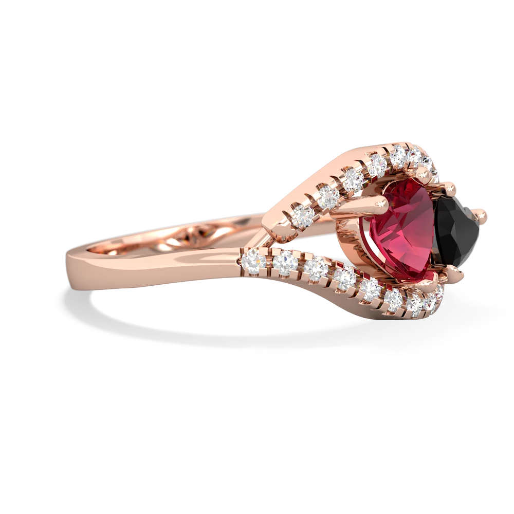 Lab Ruby Mother And Child 14K Rose Gold ring R3010