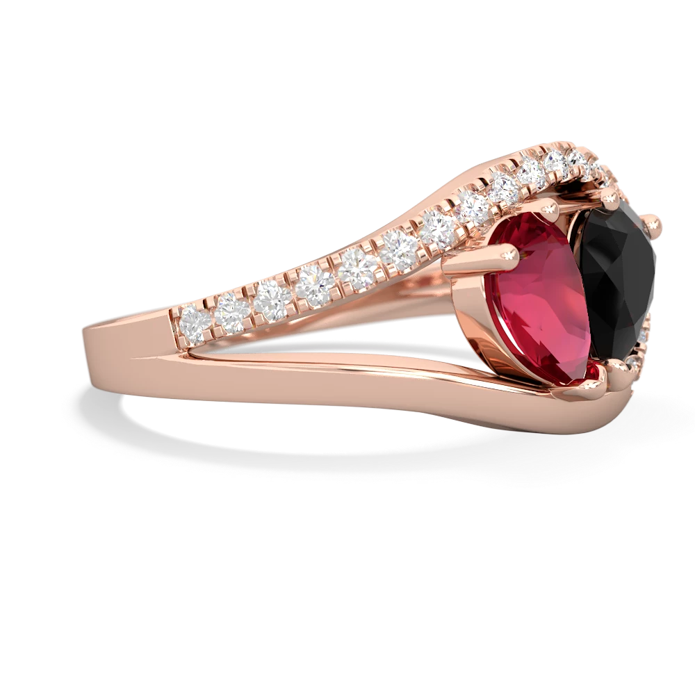 Lab Ruby Nestled Heart Keepsake 14K Rose Gold ring R5650