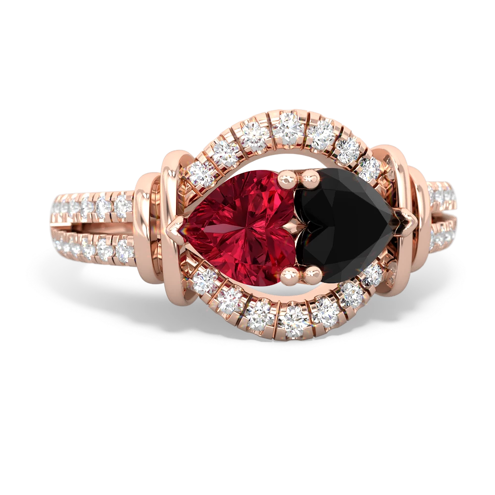Lab Ruby Art-Deco Keepsake 14K Rose Gold ring R5630