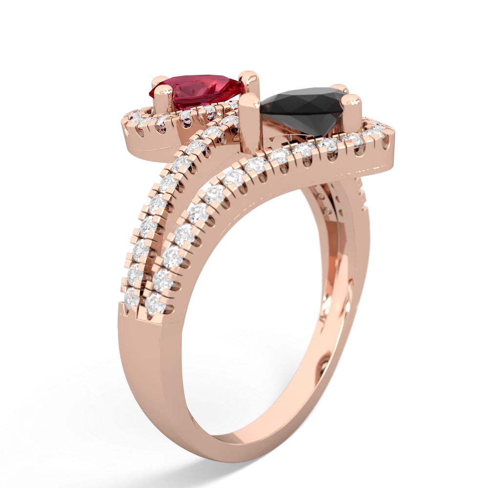 Lab Ruby Diamond Dazzler 14K Rose Gold ring R3000