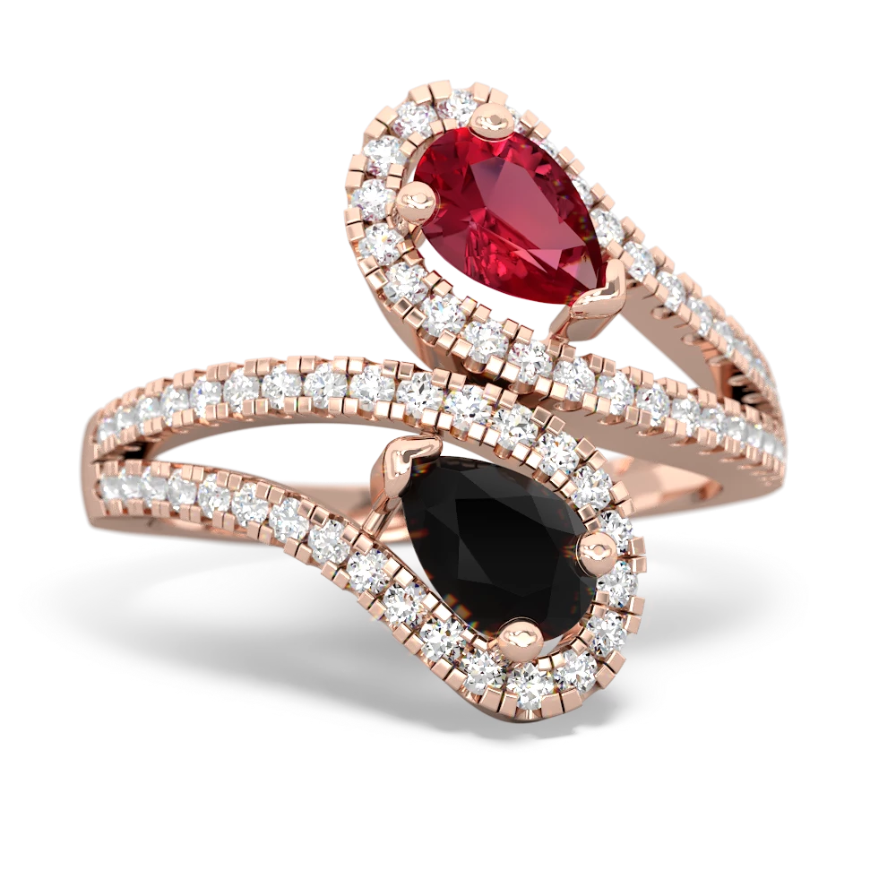 Lab Ruby Diamond Dazzler 14K Rose Gold ring R3000