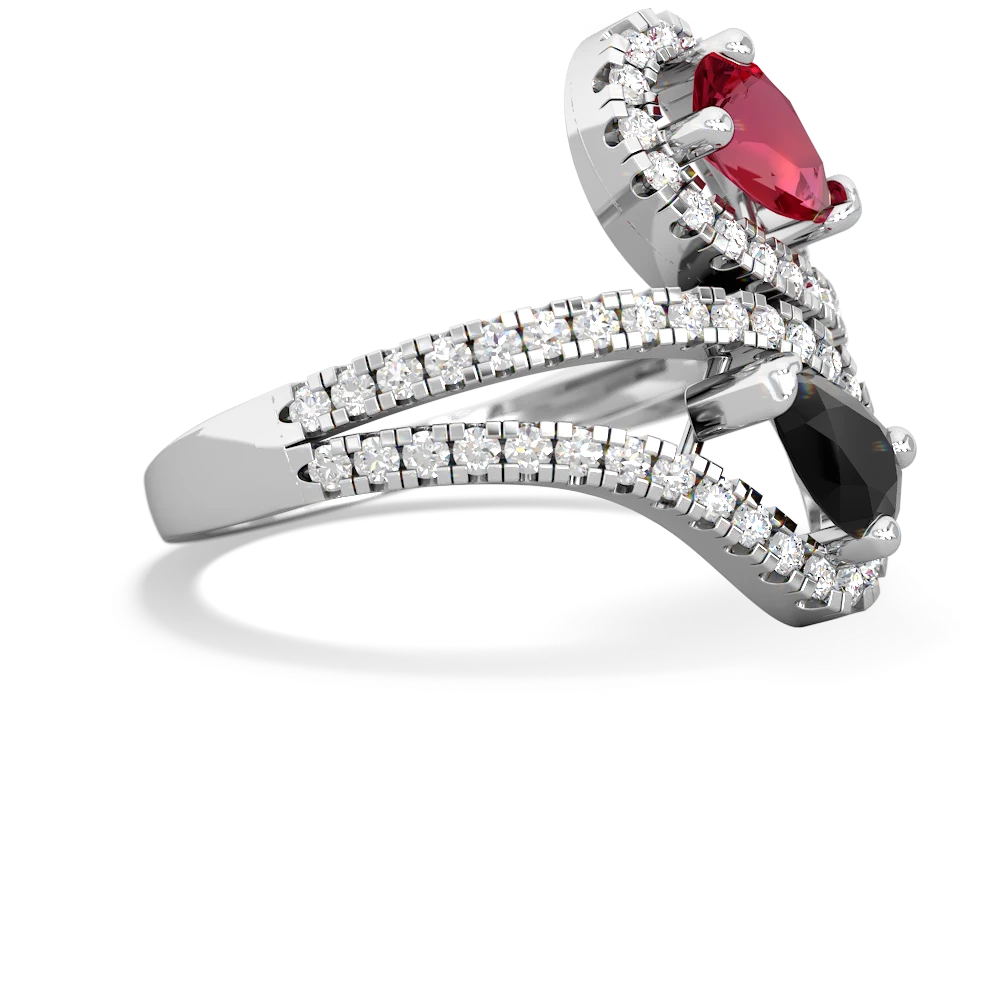 Lab Ruby Diamond Dazzler 14K White Gold ring R3000