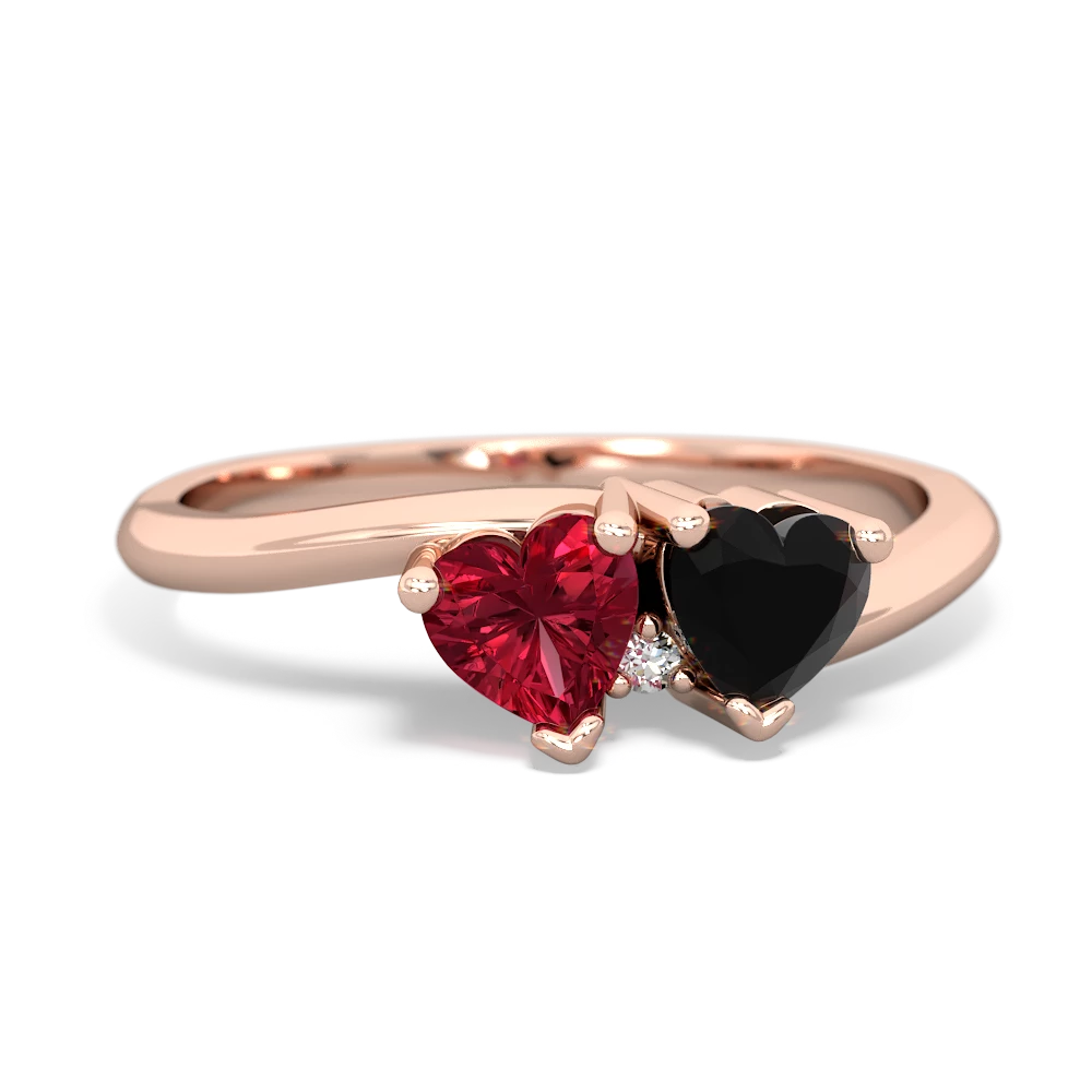 Lab Ruby Sweethearts 14K Rose Gold ring R5260