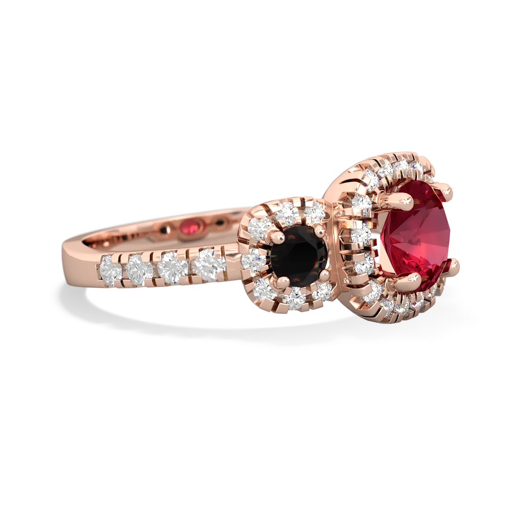 Lab Ruby Regal Halo 14K Rose Gold ring R5350