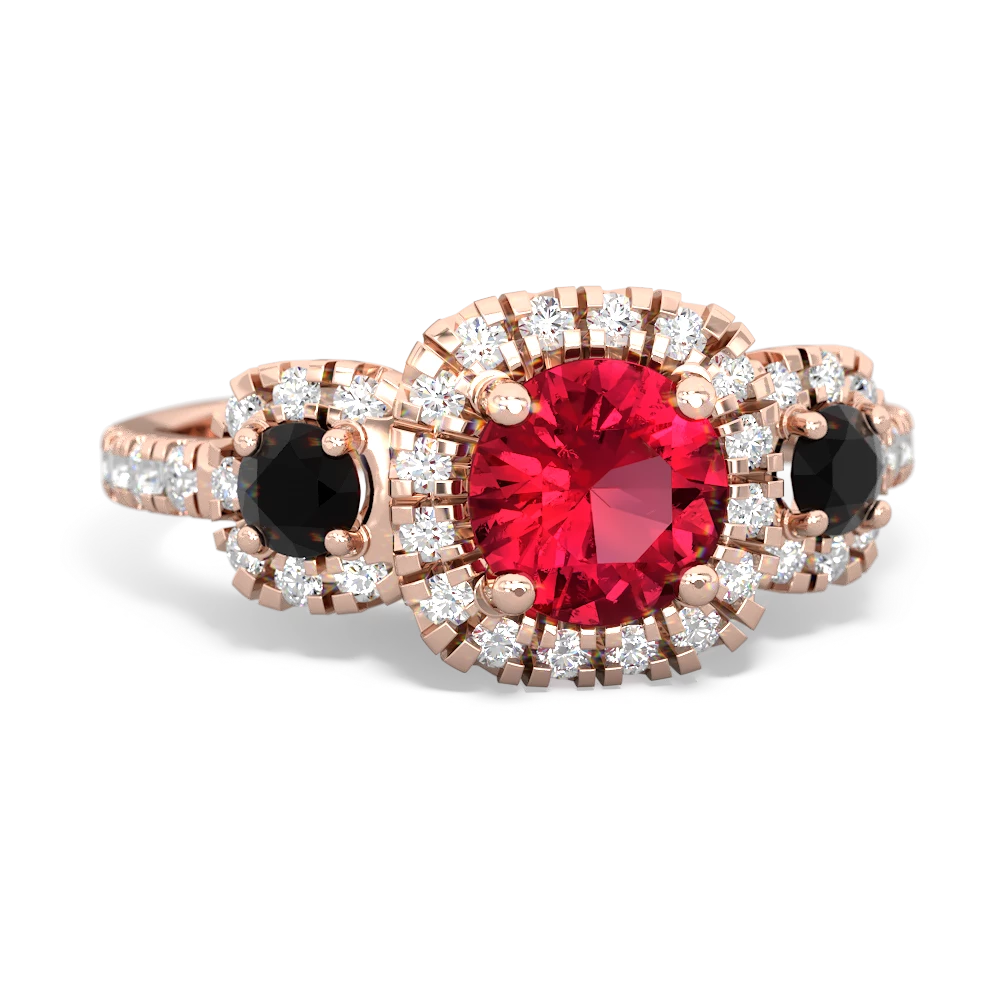 Lab Ruby Regal Halo 14K Rose Gold ring R5350