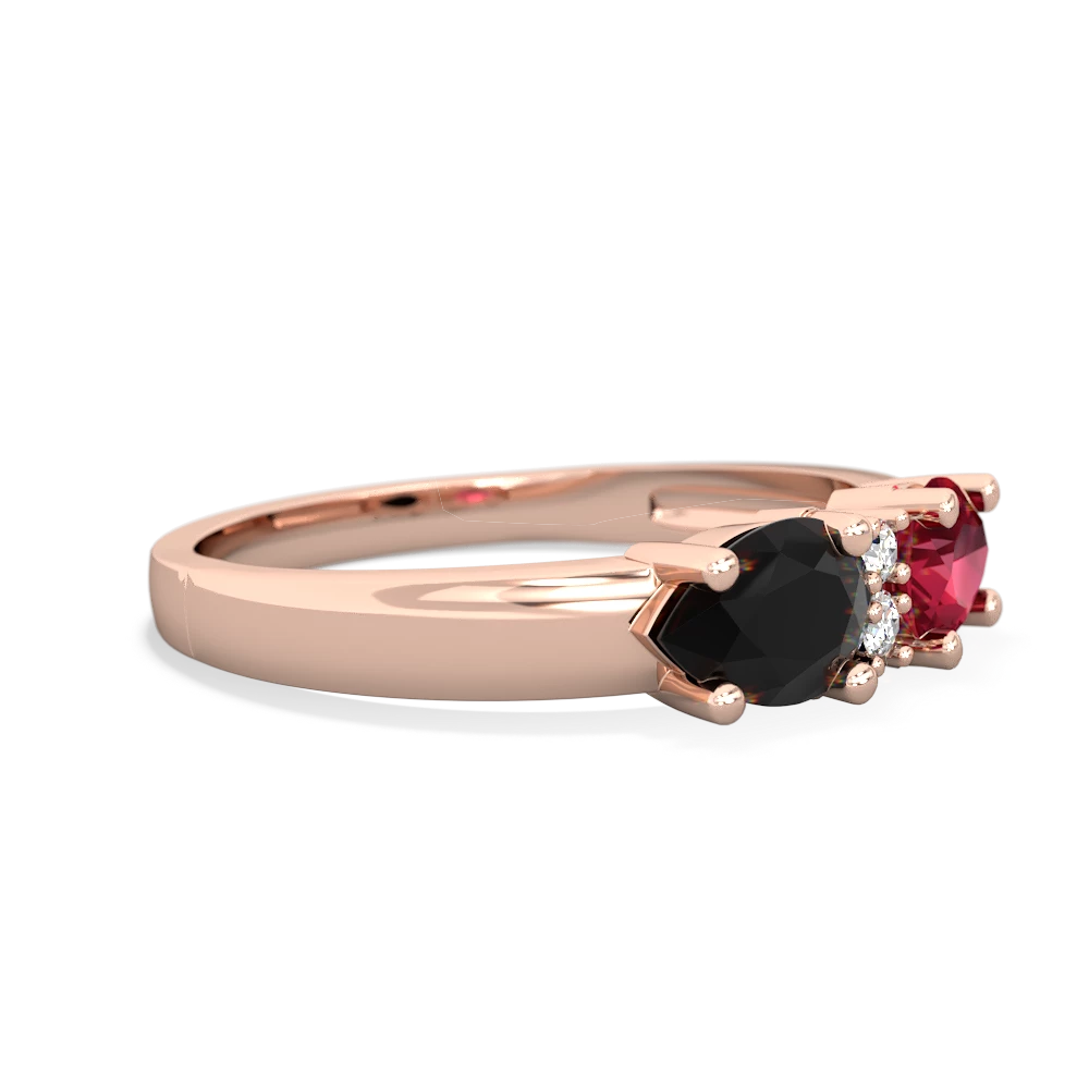 Lab Ruby Pear Bowtie 14K Rose Gold ring R0865