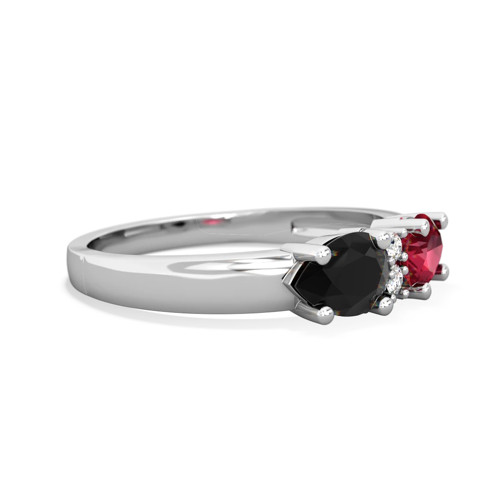 Lab Ruby Pear Bowtie 14K White Gold ring R0865