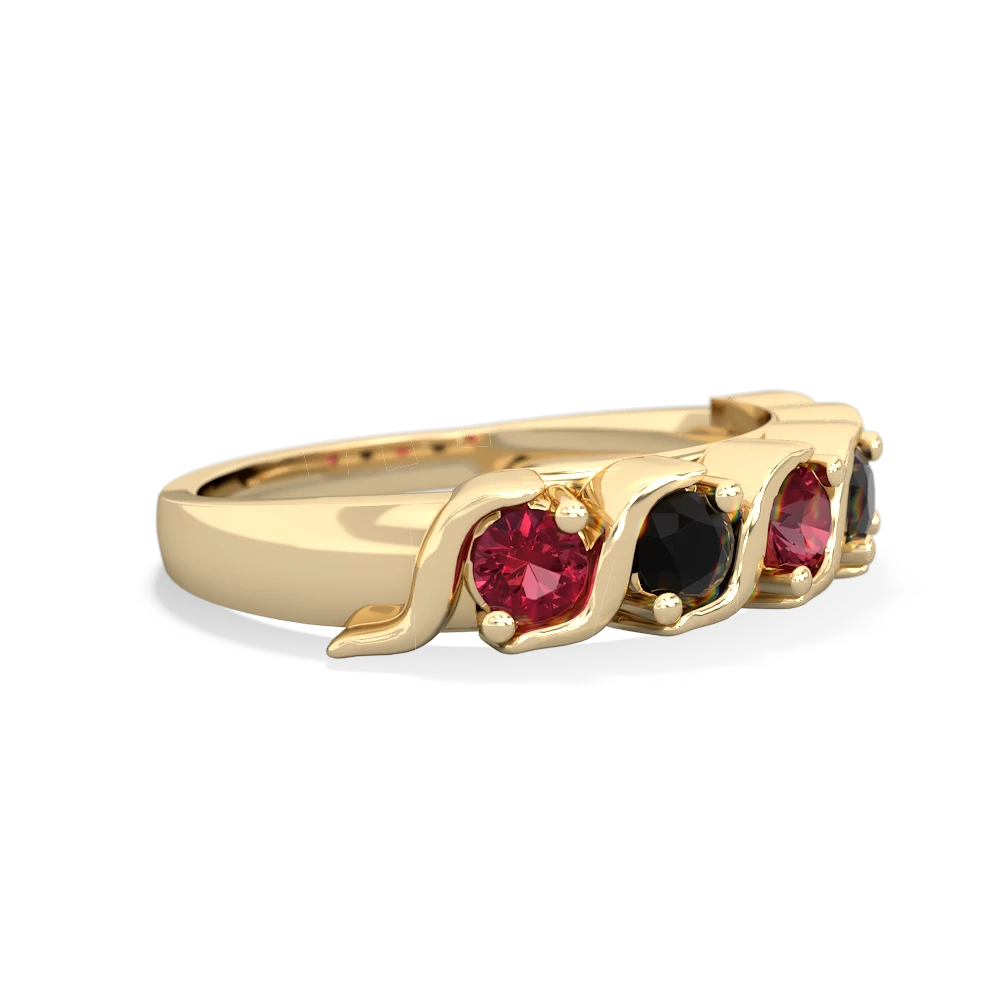 Lab Ruby Anniversary Band 14K Yellow Gold ring R2089