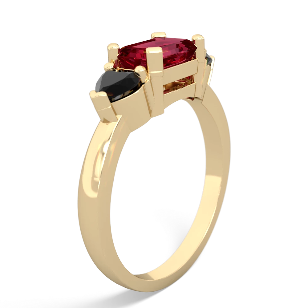 Lab Ruby Three Stone 14K Yellow Gold ring R5235