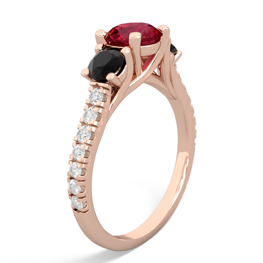 Lab Ruby Pave Trellis 14K Rose Gold ring R5500