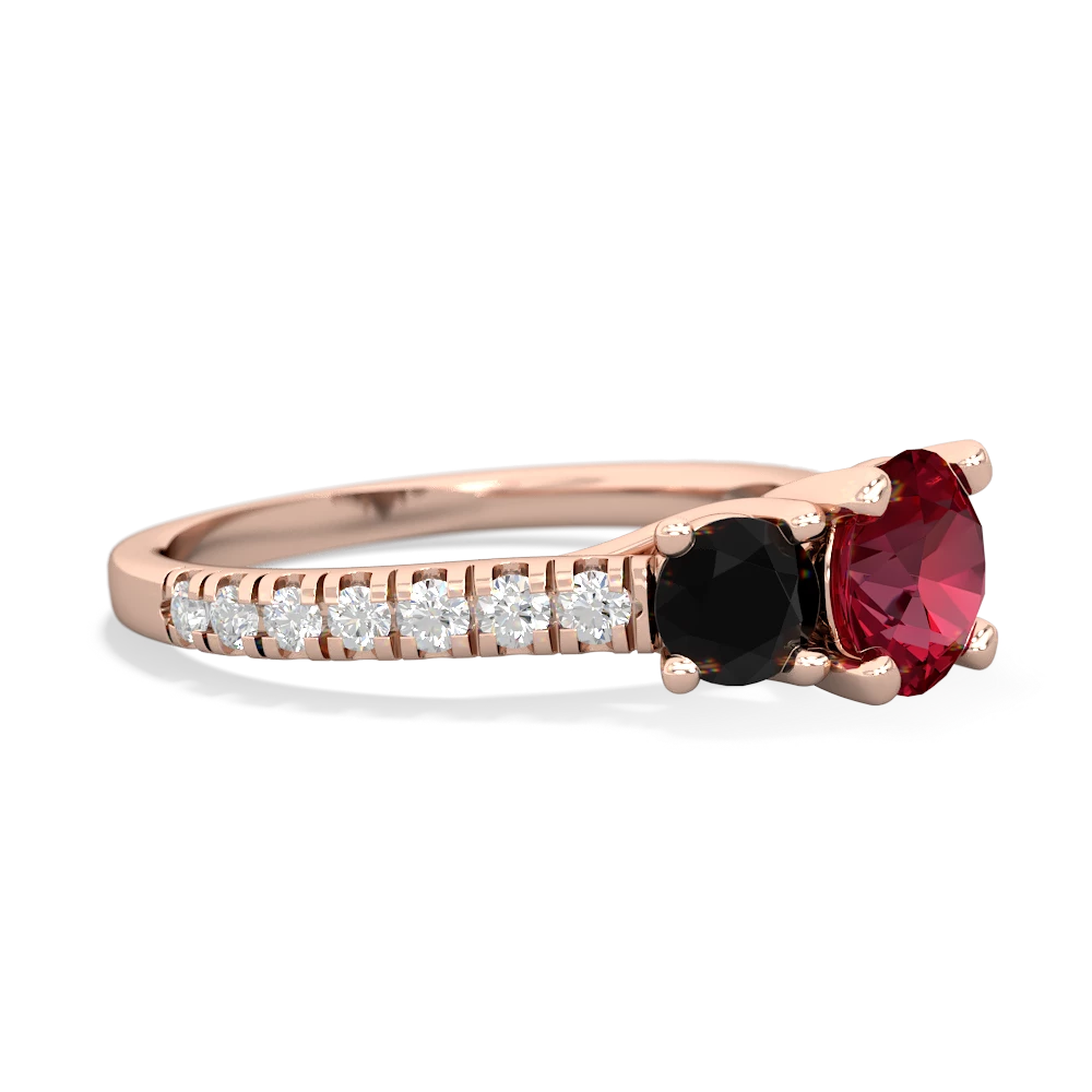 Lab Ruby Pave Trellis 14K Rose Gold ring R5500