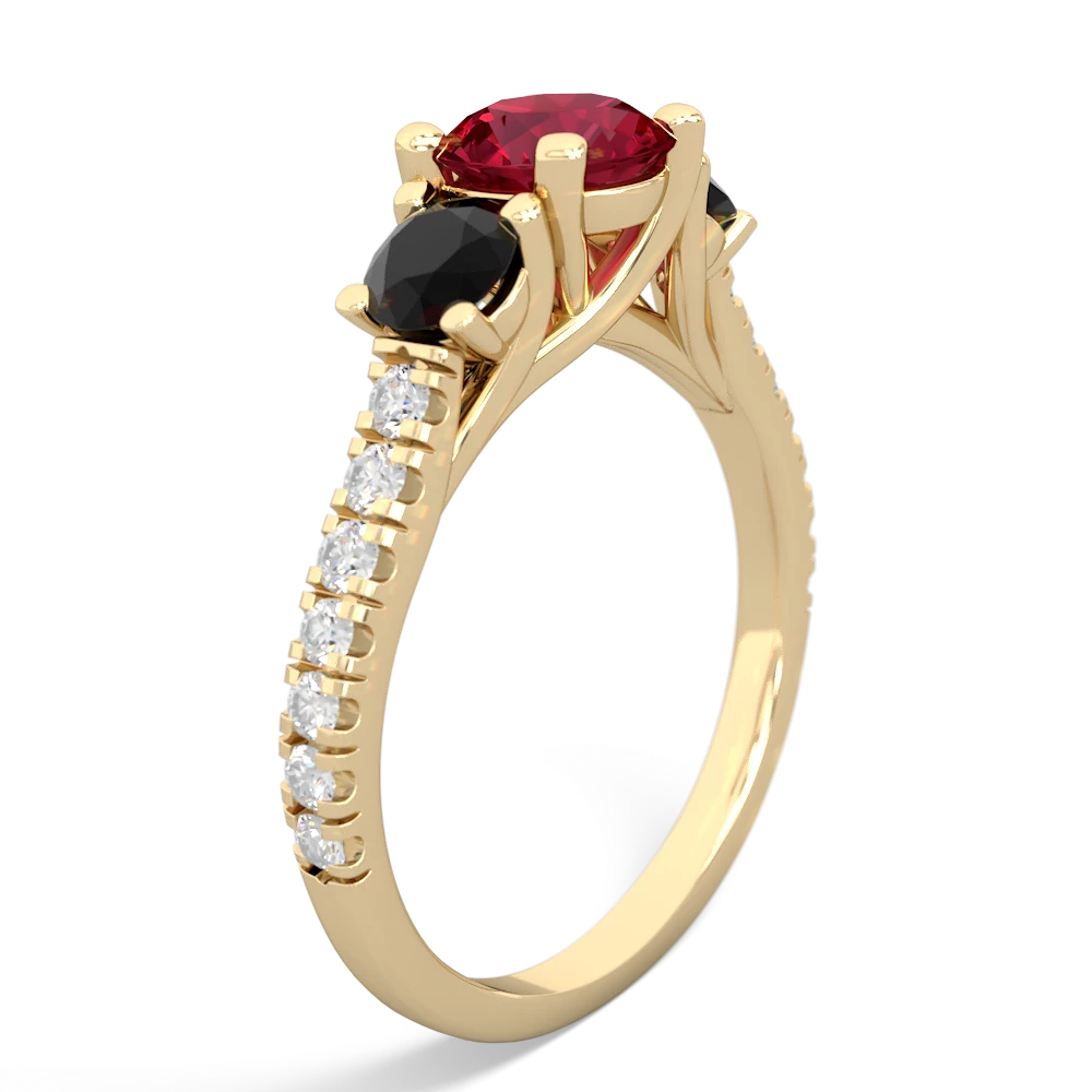 Lab Ruby Pave Trellis 14K Yellow Gold ring R5500