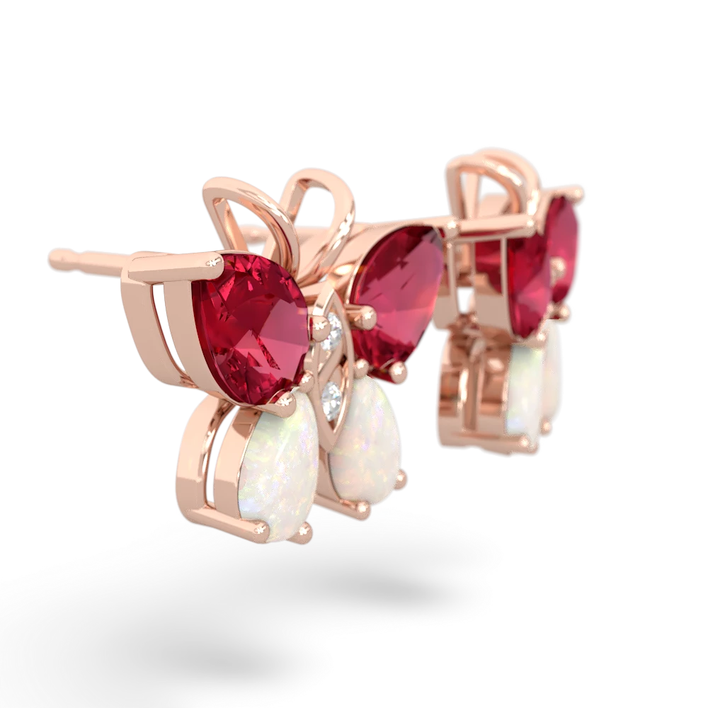 Lab Ruby Butterfly 14K Rose Gold earrings E2215