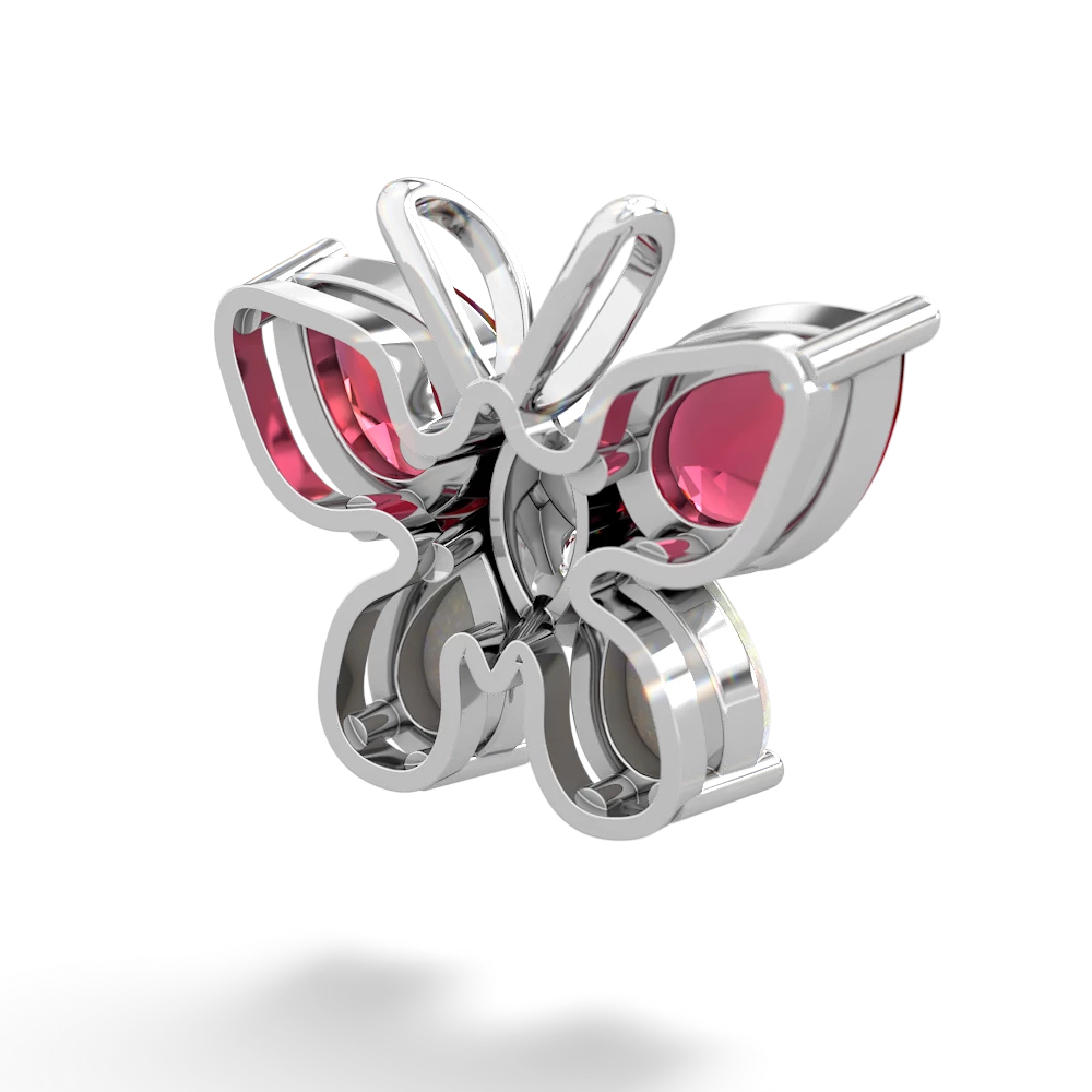 Lab Ruby Butterfly 14K White Gold pendant P2215