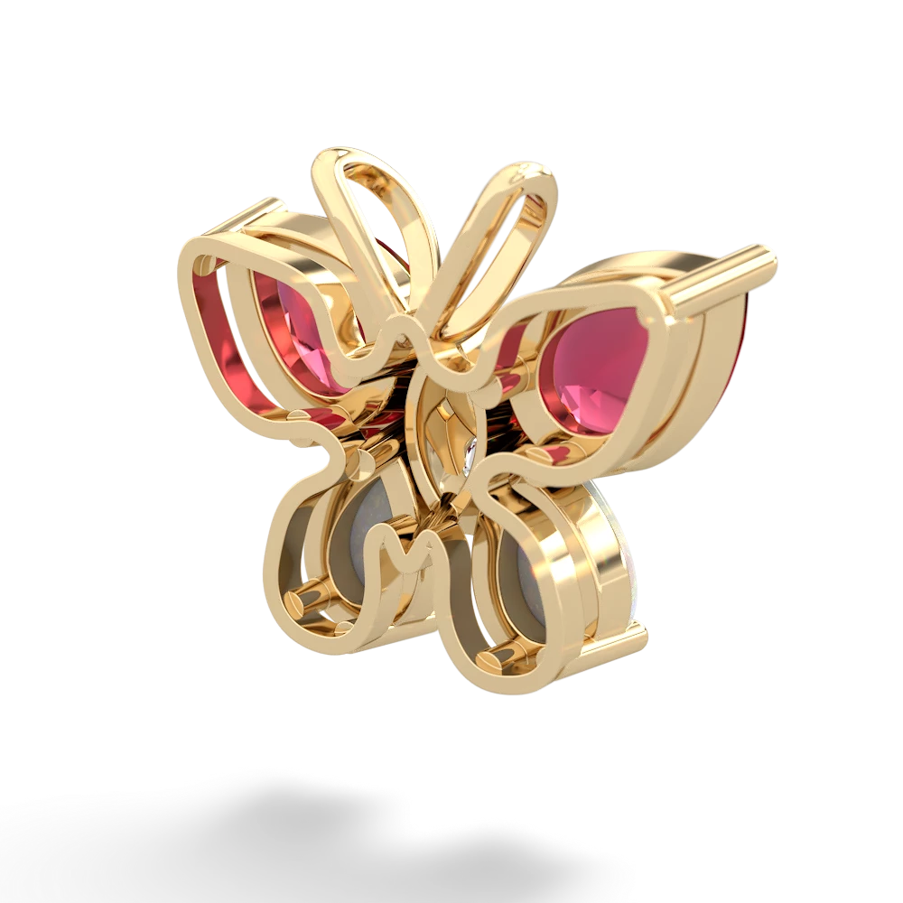 Lab Ruby Butterfly 14K Yellow Gold pendant P2215