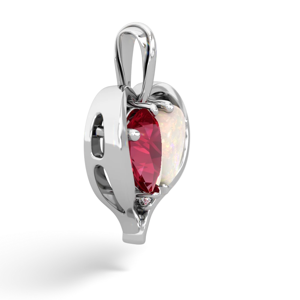 Lab Ruby Two Become One 14K White Gold pendant P5330