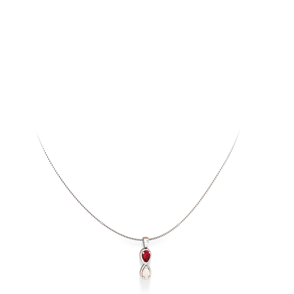 Lab Ruby Infinity 14K White Gold pendant P5050