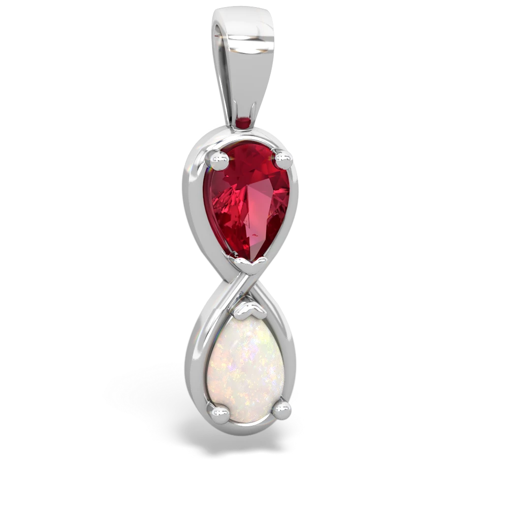 Lab Ruby Infinity 14K White Gold pendant P5050