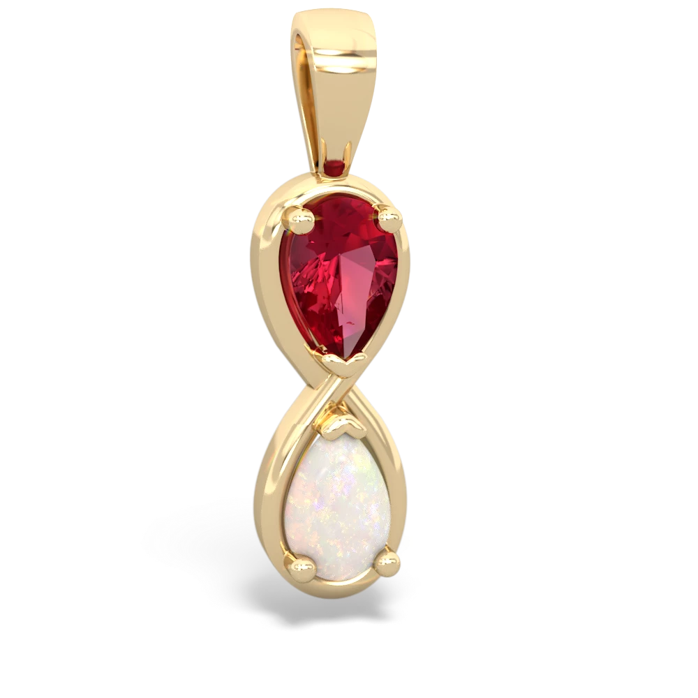 Lab Ruby Infinity 14K Yellow Gold pendant P5050