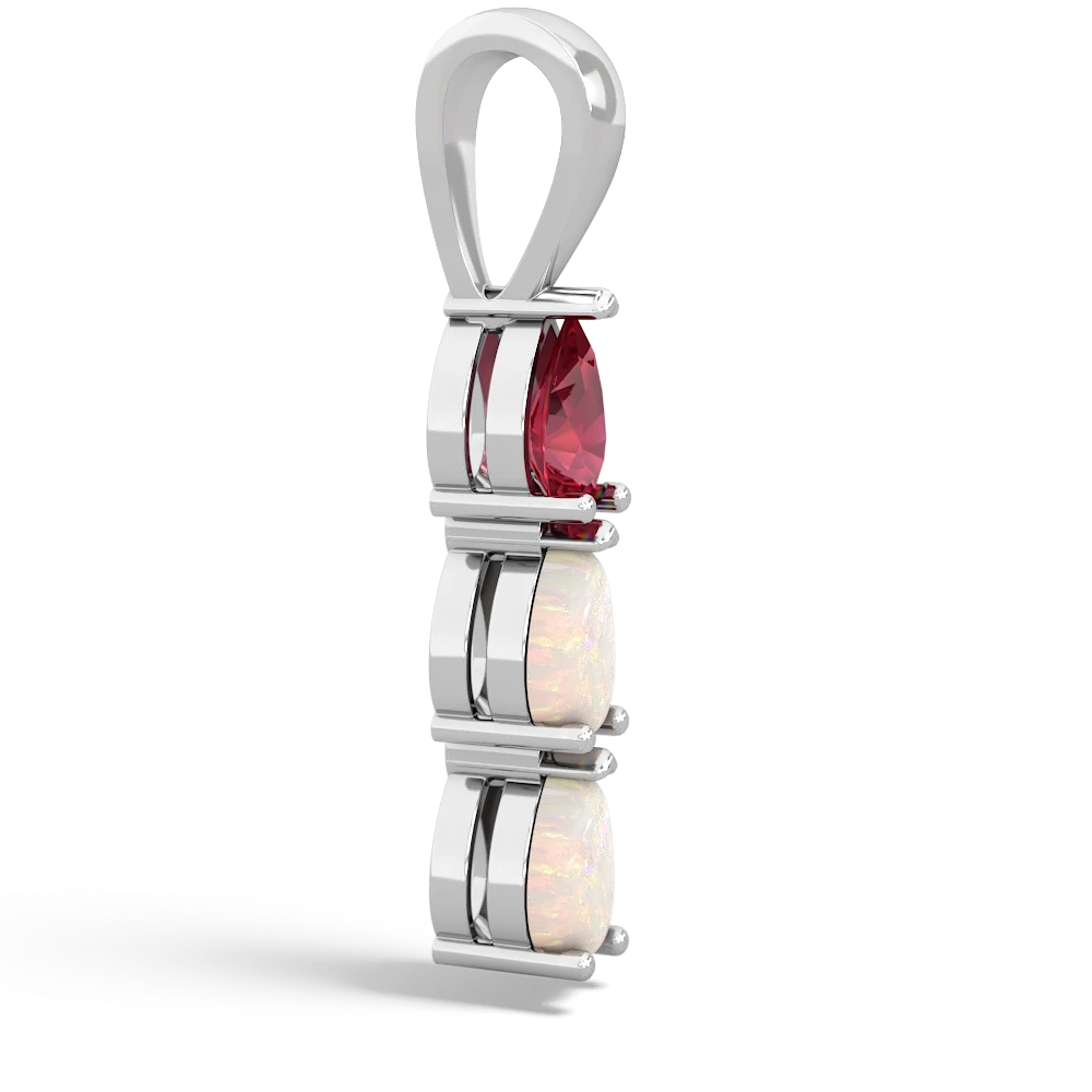 Lab Ruby Dew Drops 14K White Gold pendant P2251