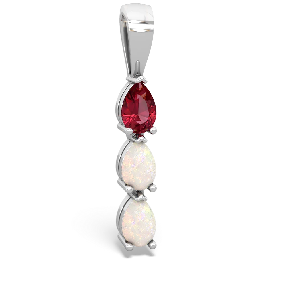 Lab Ruby Dew Drops 14K White Gold pendant P2251