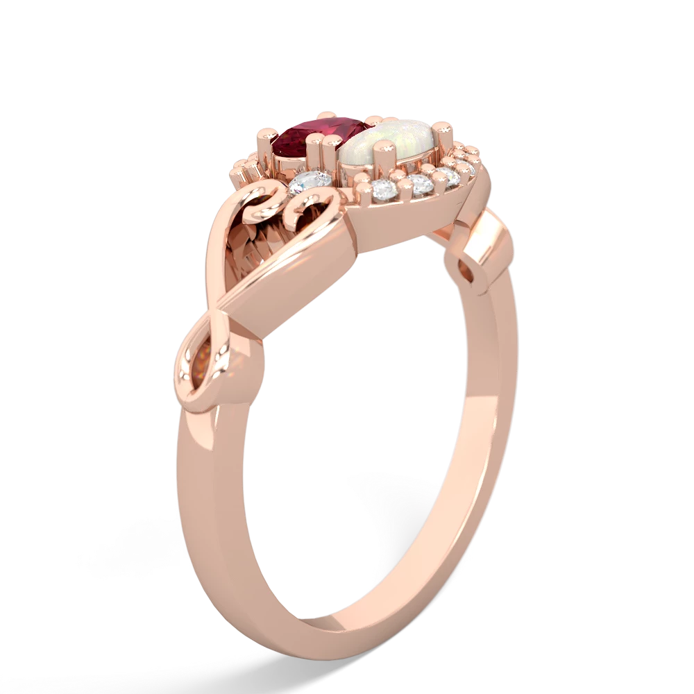 Lab Ruby Love Nest 14K Rose Gold ring R5860