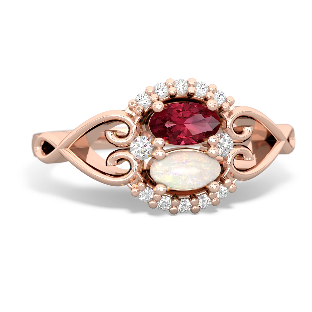 Lab Ruby Love Nest 14K Rose Gold ring R5860