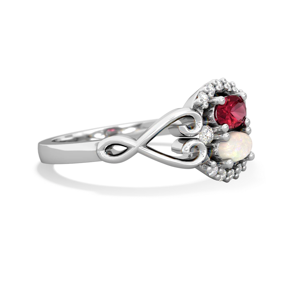 Lab Ruby Love Nest 14K White Gold ring R5860