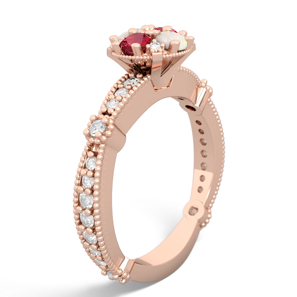 Lab Ruby Sparkling Tiara Cluster 14K Rose Gold ring R26293RD