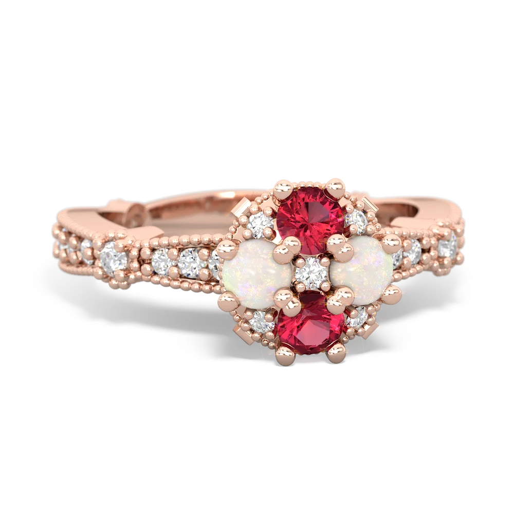 Lab Ruby Sparkling Tiara Cluster 14K Rose Gold ring R26293RD