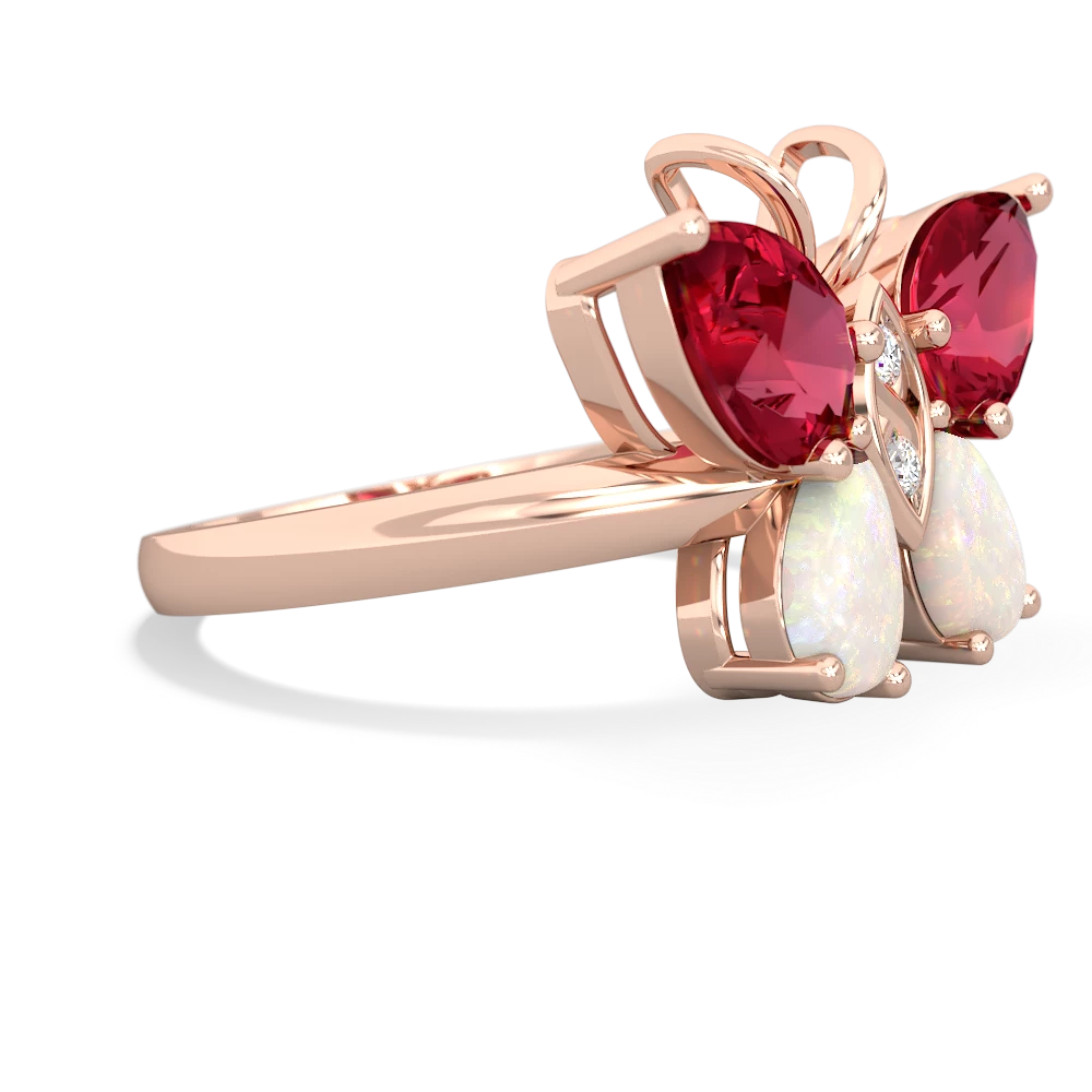 Lab Ruby Butterfly 14K Rose Gold ring R2215