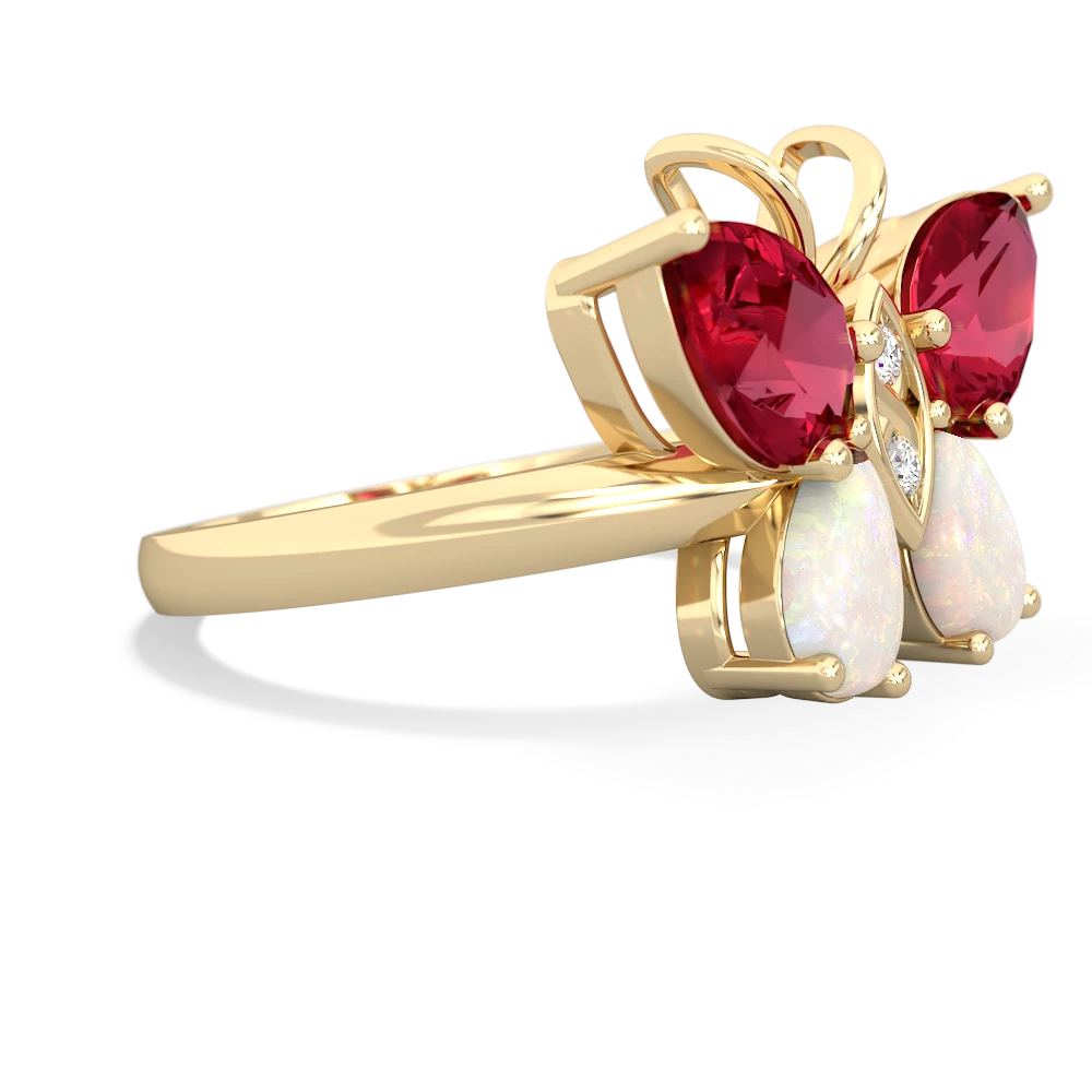 Lab Ruby Butterfly 14K Yellow Gold ring R2215